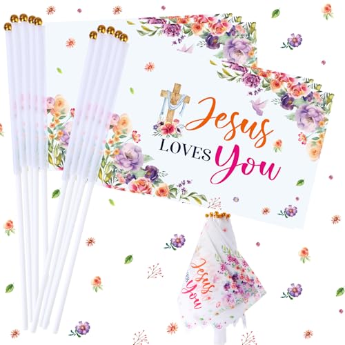 Drapeaux de Pâques Jésus vous aime Lot de 30 mini décorations