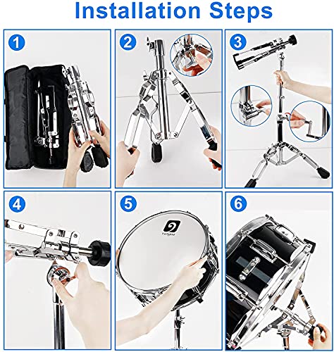 vangoa Snare-Ständer, Snare Stand, Höhe Einstellbar 46 65cm,Handpan ständer mit TragetascheBreite,Stufenlose höhen neigungsverstellung,Doppelstrebig Stativ, Gummifüße