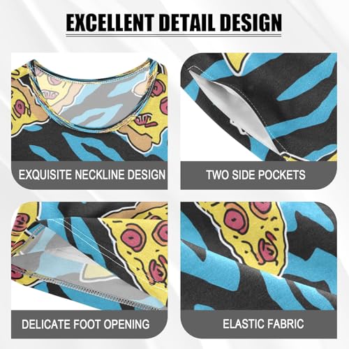 senya Blue Tiger Pizza Summer Pajamas Set Short Cotton Sleepwear 2 Piece4