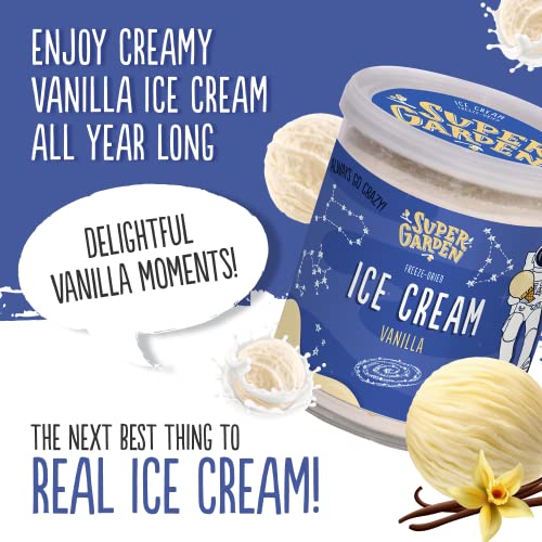 Freeze Dried Vanilla Ice Cream Candy - Crunchy & Delicious Astronaut Ice Cream, Camping Food and Freeze-Dried Sweets by Super Garden (1.24 oz)