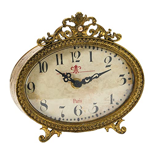 Creative Co-Op Distressed Pewter, Gold Finish Mantel Clock #TOP8
