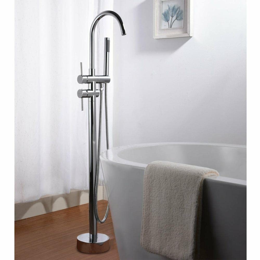 SBCGFY Freestanding Bathtub Filler Taps One-Handed Floor-Mounted Bathtub Faucet With Hand Shower