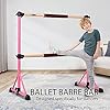 VIVOHOME Portable Anti-Slip 4ft Adjustable Ballet Barre Bar with Beechwood, EVA Pad for Home Gym Double Stretching Freestanding Dance Equipment 330LBS Capacity Stable Pink