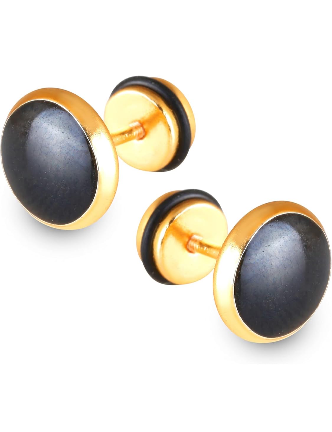Artisanal Design Golden Stud Earring for Men, Gold Colour, Set of 2-image-11