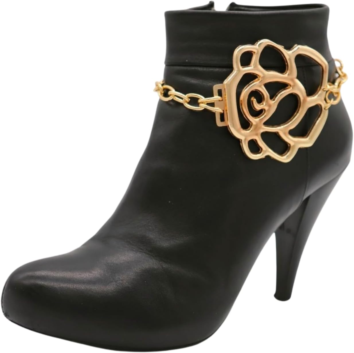 TrendyFashionJewelry 2PCS Women Sexy Look Western Boot Chain Metal Bracelet Gold Metal Anklet Flower Rose Charm Handmade In USA BC235