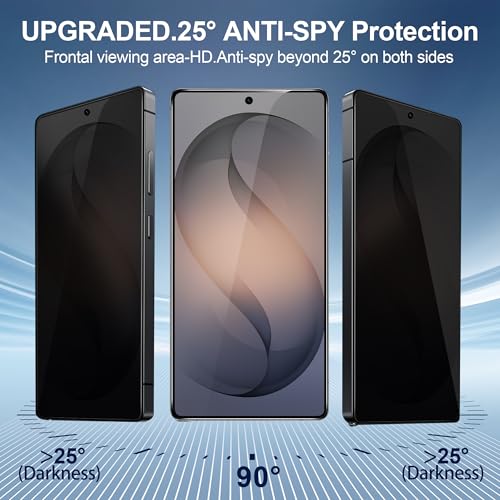 Image of 3 Pack Privacy Screen Protector for Samsung Galaxy s26 | Tempered Glass + 2 Pack Camera Lens Protector 9H Hardness True 25Anti Spy Accessories Military Grade Shatterproof 6.3 inch Black