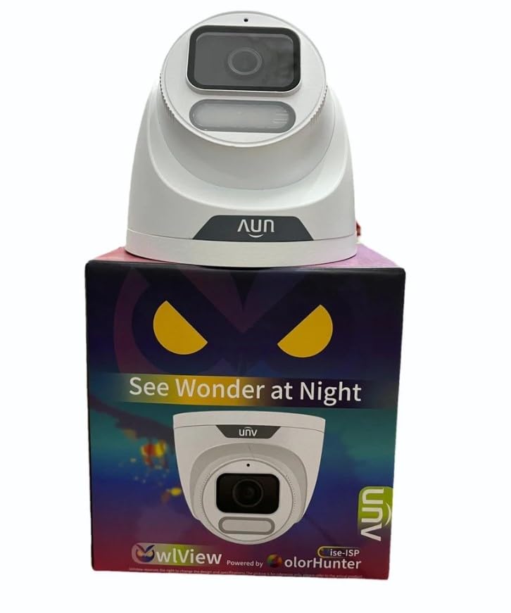 UNV Uniview Cámara IP Turret 2 MP Full HD, visión nocturna ColorHunter 30 m, lente 2,8 mm, WDR 120 dB, PoE, IP67, micrófono integrado, para videovigilancia interior y exterior