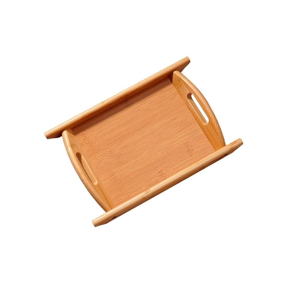 HPTHLY Serving Tray Bamboo And Wood Tray With Ears Rectangular Commercial Dinner Plate Household Tea Cup Tray Simple Bamboo Bread Dim Sum Tray Kitchen Dumpling Plate Decorative Tray