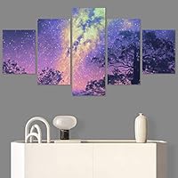 SIGNWIN 5 Panel Canvas Wall Art Modern Art Astronomy & Space Cosmic Decorative Elements Dramatic Multicolor Photography for Home Decorations Ready to Hang - 60