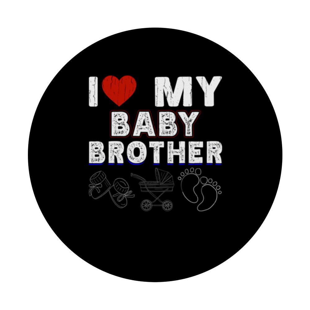 Cute Baby Brother Apparel for Little Ones PopSockets Swappable PopGrip, Black - Image 3