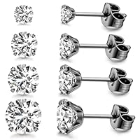 Set 4 Orecchini In Acciaio Con Zirconi - Nichel Free E Anallergici - Foto 11