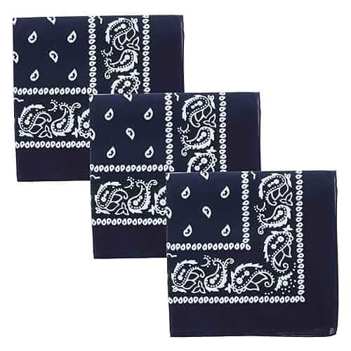 Motique Accessories Set of 3 Paisley Bandanas – 100% Cotton 22 Inch Head Scarf Neck Bandana Face Cover