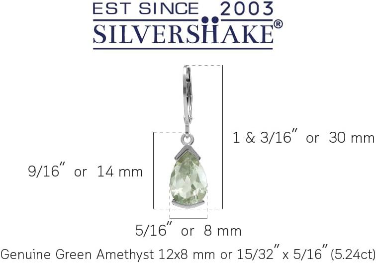Silvershake 12X8mm Pear Shape Gemstone White Gold Plated or Yellow Gold Plated 925 Sterling Silver Drop Dangle Leverback Earrings Jewelry for Women