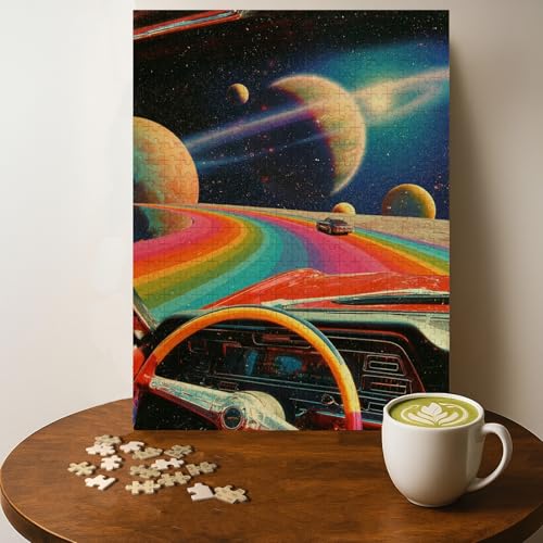Space Travel Fantasy Jigsaw Puzzle - 500 Pieces Wooden Puzzle for Adults, Wall Art Gift, Finished Size: 20 x 15 Inch