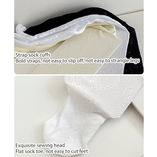 Laceup KneeHigh Socks for Girl Hollowed Midcalf Socks Kids Spring Stretchy Mesh Socks for Little Girl Uniform Socks4