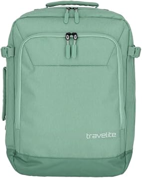 travelite carry on backpack/bag with flexible carrying option, kick off, daypack for holidays and sports, 50 cm, 35 liters, Salbei, 35 Liter, Roll Top