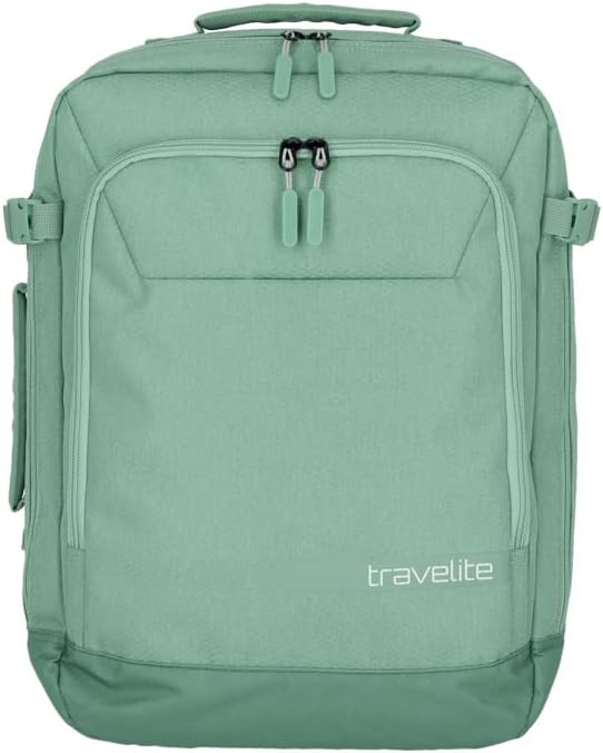 travelite carry on backpack/bag with flexible carrying option, kick off, daypack for holidays and sports, 50 cm, 35 liters, Salbei, 35 Liter, Roll Top