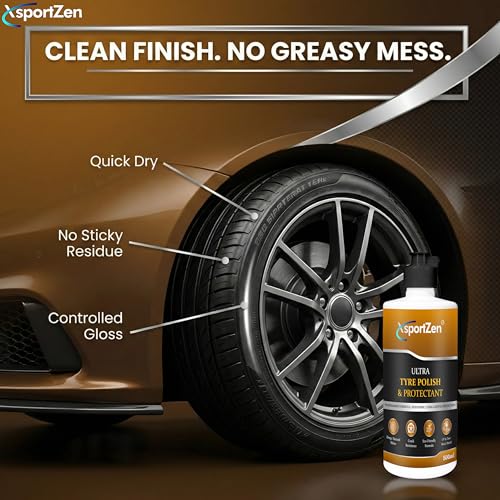 Image of Ultra Tyre Polish & Protectant 500ml | Shine Liquid | Deep Black Gloss, UV & Crack Protection | Non-Greasy Tyre Care for Cars & Bikes (Double Pack - 500 ml x 2)