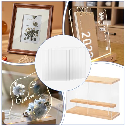 Image of TKOnline 7 PCS Plexiglass Sheets, 8 inch x 10 inch x 0.04 Clear PET Sheet Panels, Clear Acrylic Plastic Sheet for Picture Frame, Invitations, Poster Frames Plastic Board