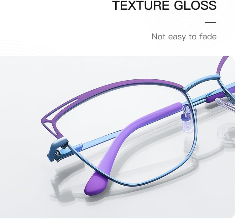 Miniatura 3 de Nolbiph 3038 Gafas de luz azul Cateye para mujer, computadora, gafas de juegos, marco de metal, gafas de moda para mujer