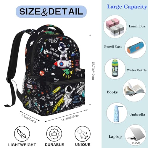 NASIAN Space Astronaut Rocket School Backpack for Boys Kids Girls Adjustable Strap Waterproof 16 inch School BookBag Outdoor Daypack3