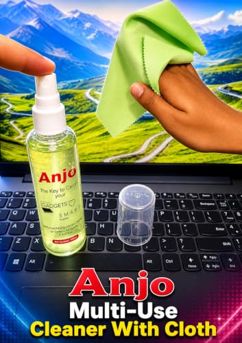 Image of Anjo 5 in 1 Combo Of 14 Inch & 16:10 Display Aspect Ratios Laptop Screen Protector, KeySkin, Body Lamination Trackpad & Lid (Transparent) & Cleaner