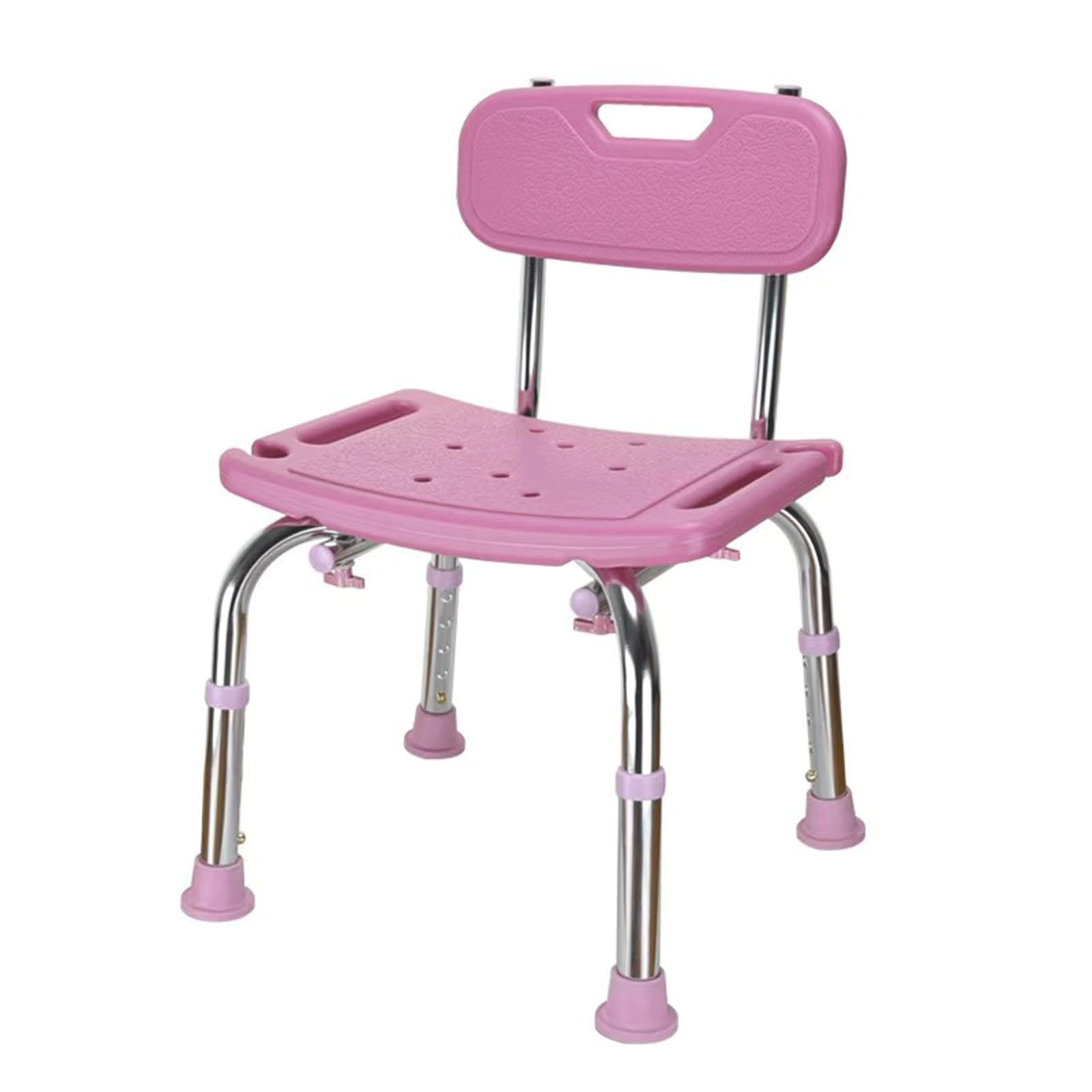 Silla de ducha antideslizante, asiento de bañera con respaldo, capaz de transportar 330 libras, altura ajustable, adecuada para sillas de ducha estilo banco para ancianos y discapacitados (rosa)