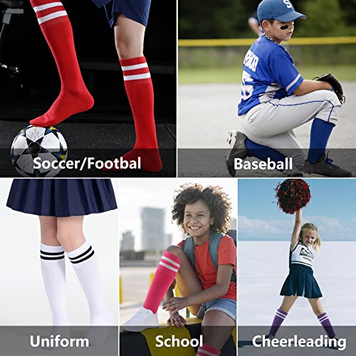 Saillsen Football Socks Youth Girls Knee High Cheerleading Socks Cotton Soft Long Tube Soccer Socks For Volleyball Baseball Team Socks,2 Pack,Pink #TOP5