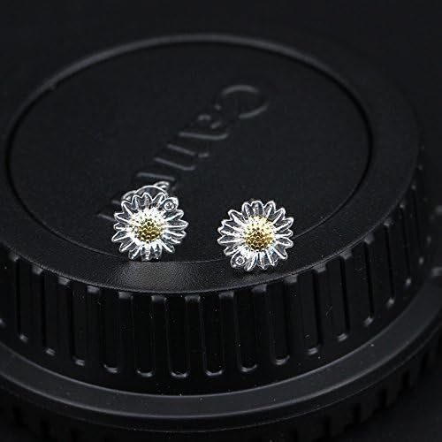 925 Sterling Silver Plated Vintage Cubic Zirconia Gold Sunflower Womens Stud Earrings,8MM