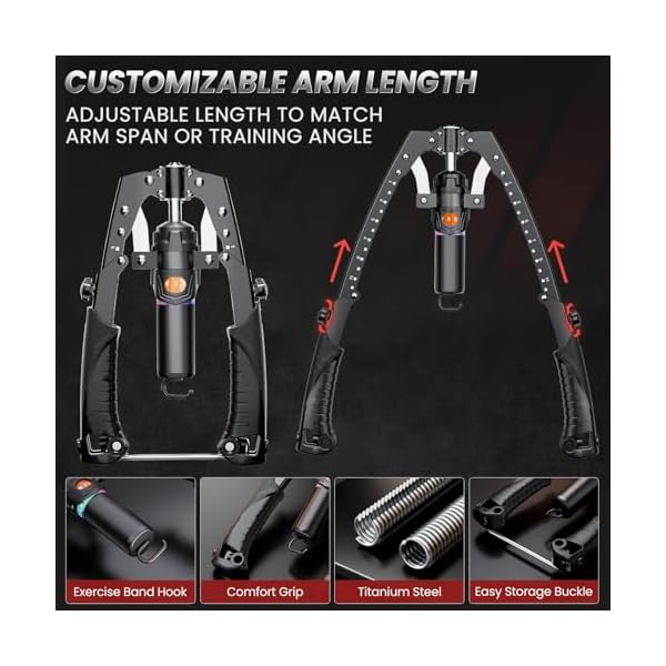 Twister Arm Trainer, 3 in 1 Hydraulic Power Chest Workout Equipment with Ab Roller Wheels and Hooks, Adjustable 22-440lbs Arm Trainer for Men Women, Home Gym Equipment for Full Body Strength Training - Image 3