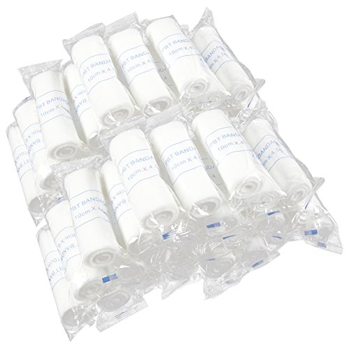 Lot de 48 Rouleaux de bandage de gaze, de qualité médicale pour le soin des plaies de premiers secours sur le poignet et la cheville, approuvé par la FDA, 10,2 cm x 4,6 m