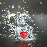H&D HYALINE & DORA Cute Crystal Elephant Figurine with Red Heart Glass Elephant Crystal Animals Figurine Collectible Gifts for Women