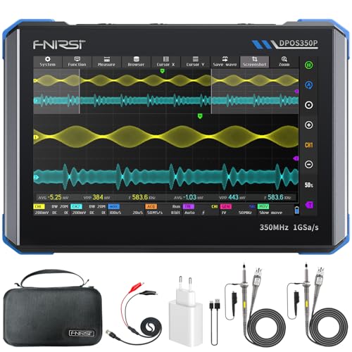 FNIRSI DPOS350P Oscilloscopio Tablet 4 in 1 350 MHz, Analizzatore di Spettro 200 KHz - 350 MHz, Analizzatore di Risposta in Frequenza, Generatore DDS, Oscilloscopio Portatile 2 Canali 1 GSa/s,