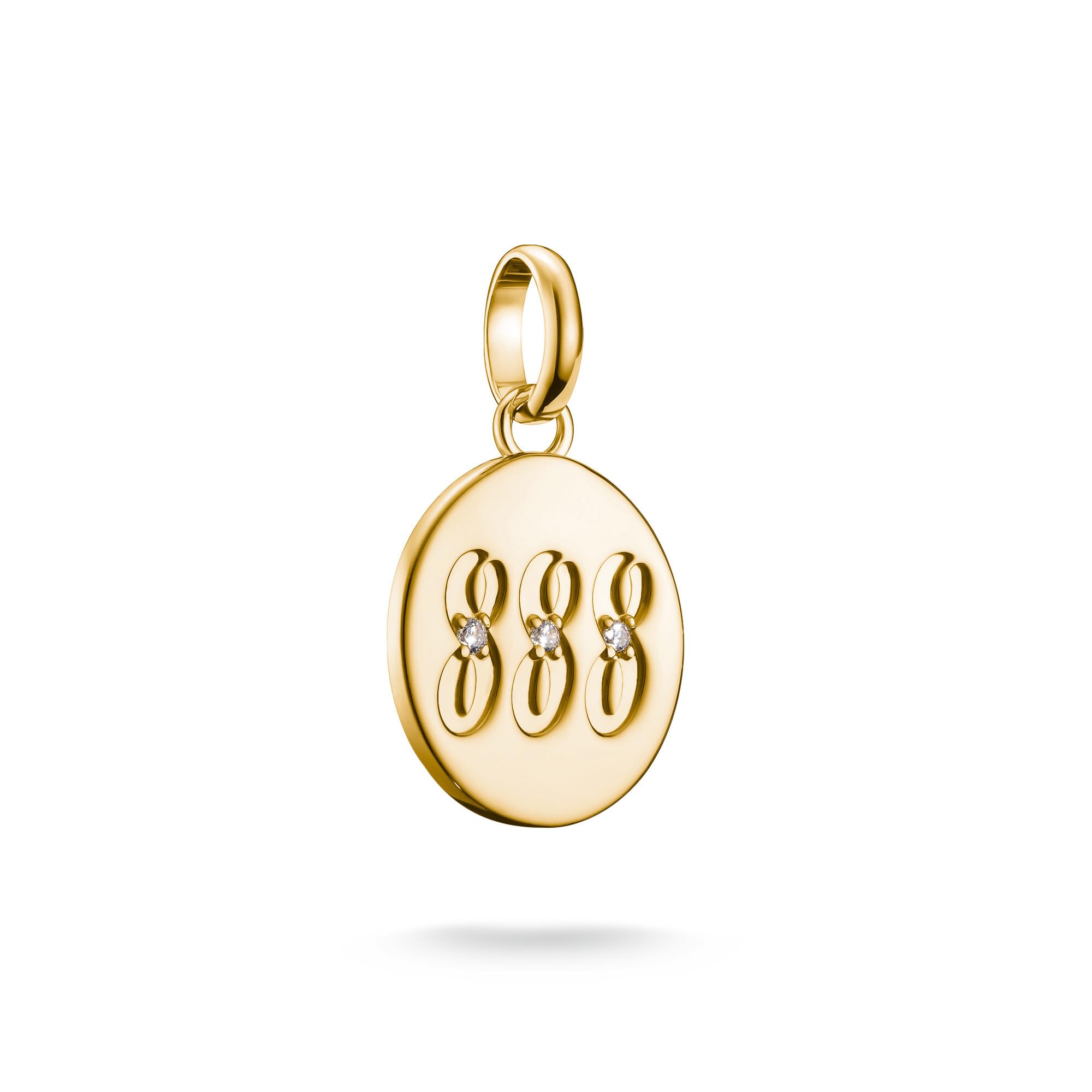 THOMAS SABO Charm Club Connect Charm-Anhänger Engelzahl mit Steinen 18k Vergoldung Recyceltes 925 Silber