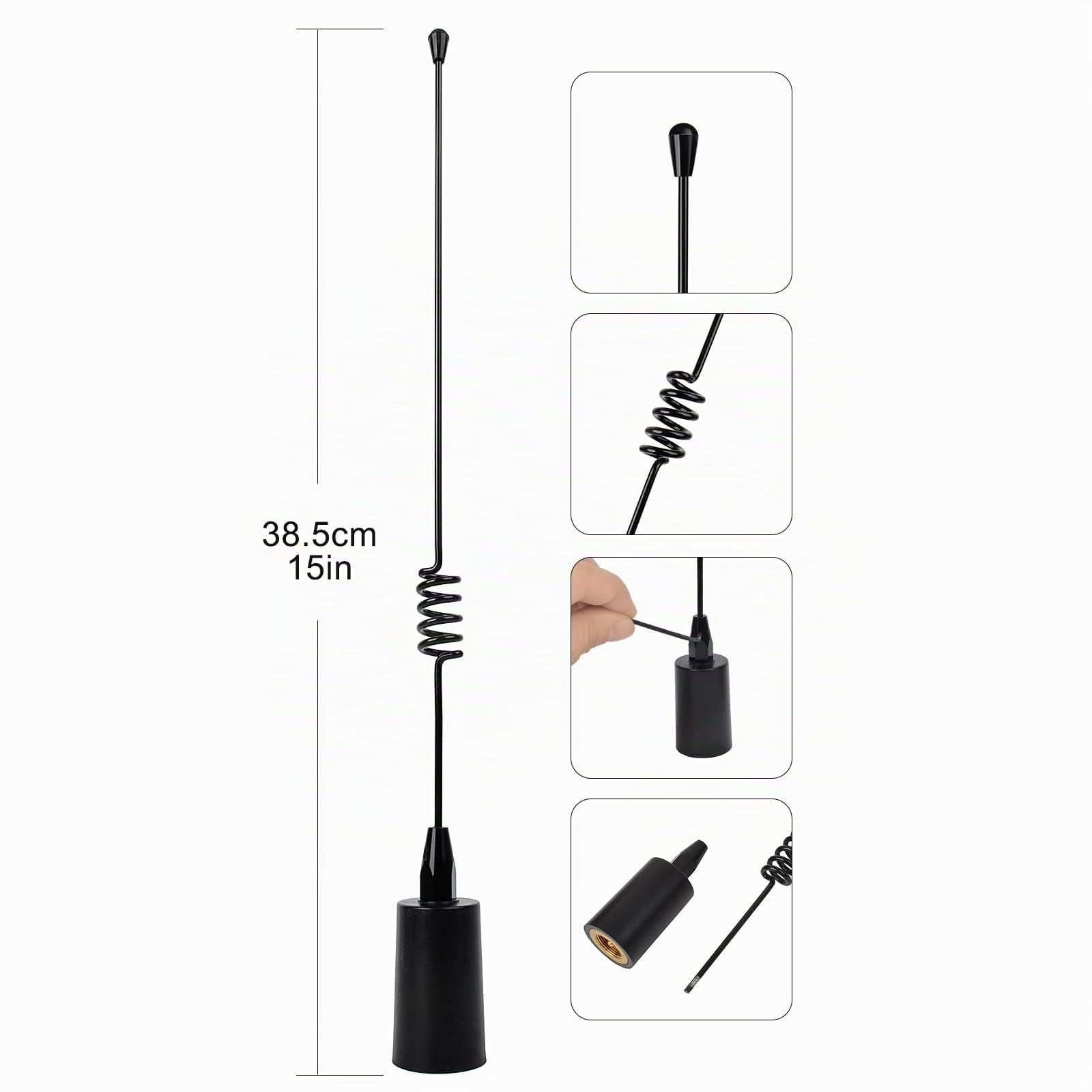 HYS VHF Antenna marina 156-163 MHz Antenna con staffa Cavo RG58 da 5 m compatibile con radio marine mobili VHF per yacht, navi da crociera, camion, camper (nero)