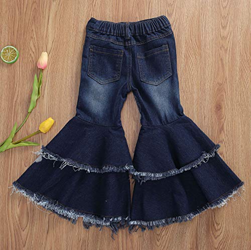 MAINESAKA Toddler Girls Ruffle Flare Jeans Bell Bottom Trousers Long Pant2
