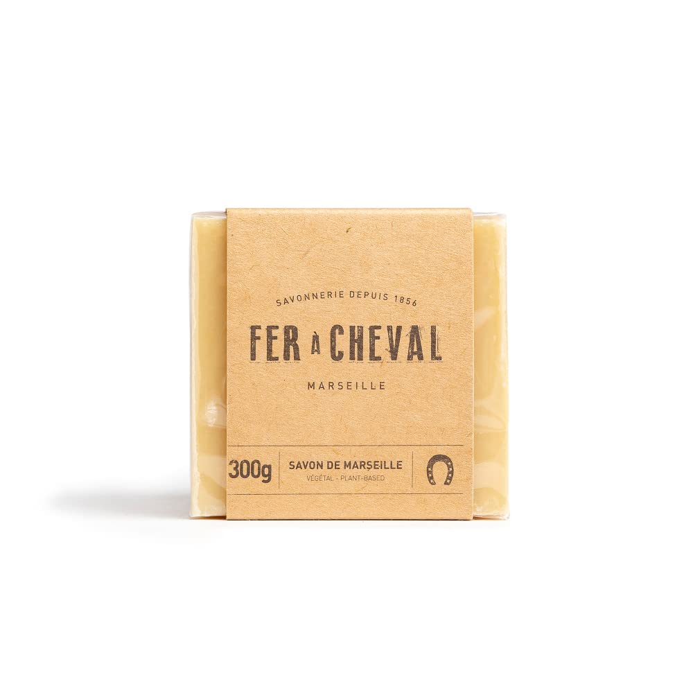 Fer à Cheval Vegetal Savon De Marseille Soap Bar, Natural Hypoallergenic Plant-Based Authentic All-Purpose Soap, 300 g/10.58 oz