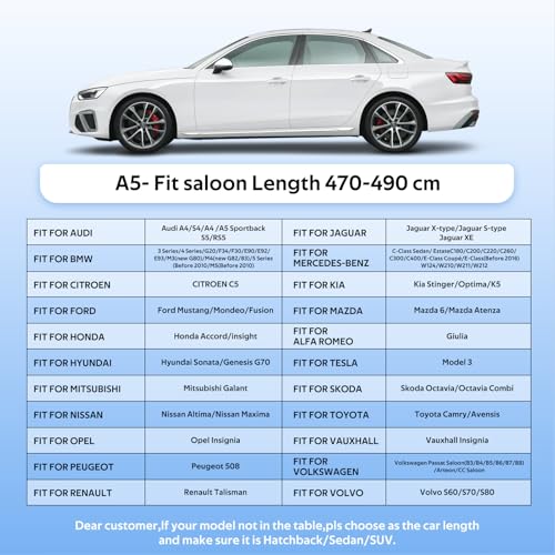 Holthly Funda Coche Exterior Impermeable, Cubre Coche de 10 Capas, Cubierta Coche Protector de Sol y Polvo, Capa para Carro Apto para Audi A4 A5, BMW Serie 3, Mercedes Clase C, VW Passat,etc. 3XL - imagen 6