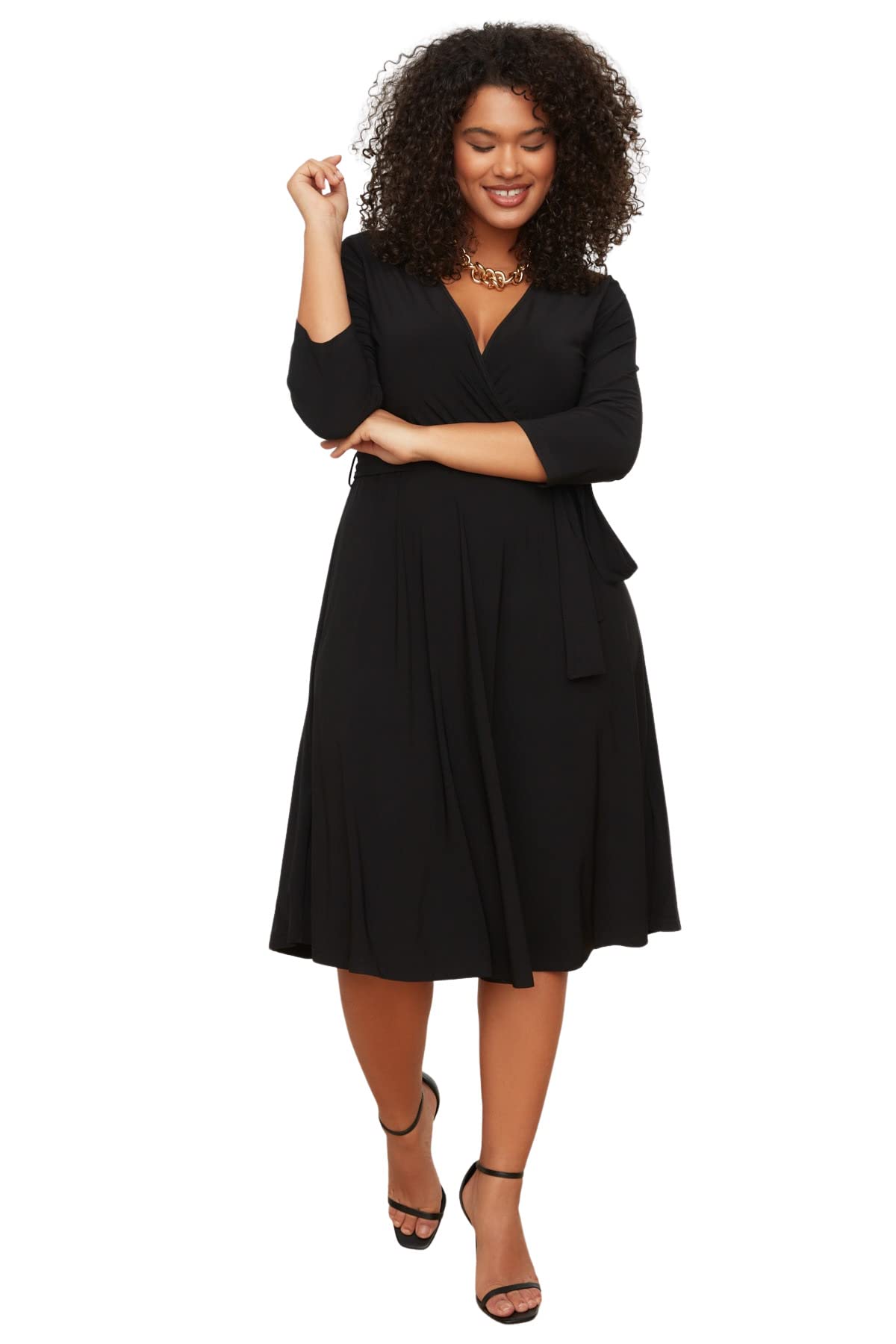 TRENDYOL Damen Trendyol Woman Plus Size Midi A-line Double-Breasted Woven Plus Size Dress Dress (1er Pack)