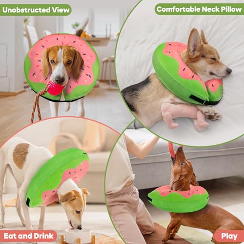 Image of Gimars Large Inflatable Dog Cone Alternative Dog Donut Collar After Surgery, Soft Dog Neck Pillow Recovery Cone, E Collar and Elizabethan Collar Alternative for Medium and Large Dogs