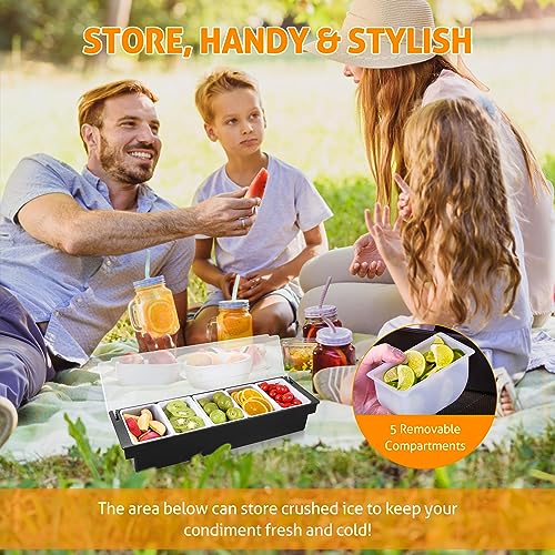 image for WICHEMI Fruit, Veggie & Condiment Caddy with Lid Dispenser Tray Plasti