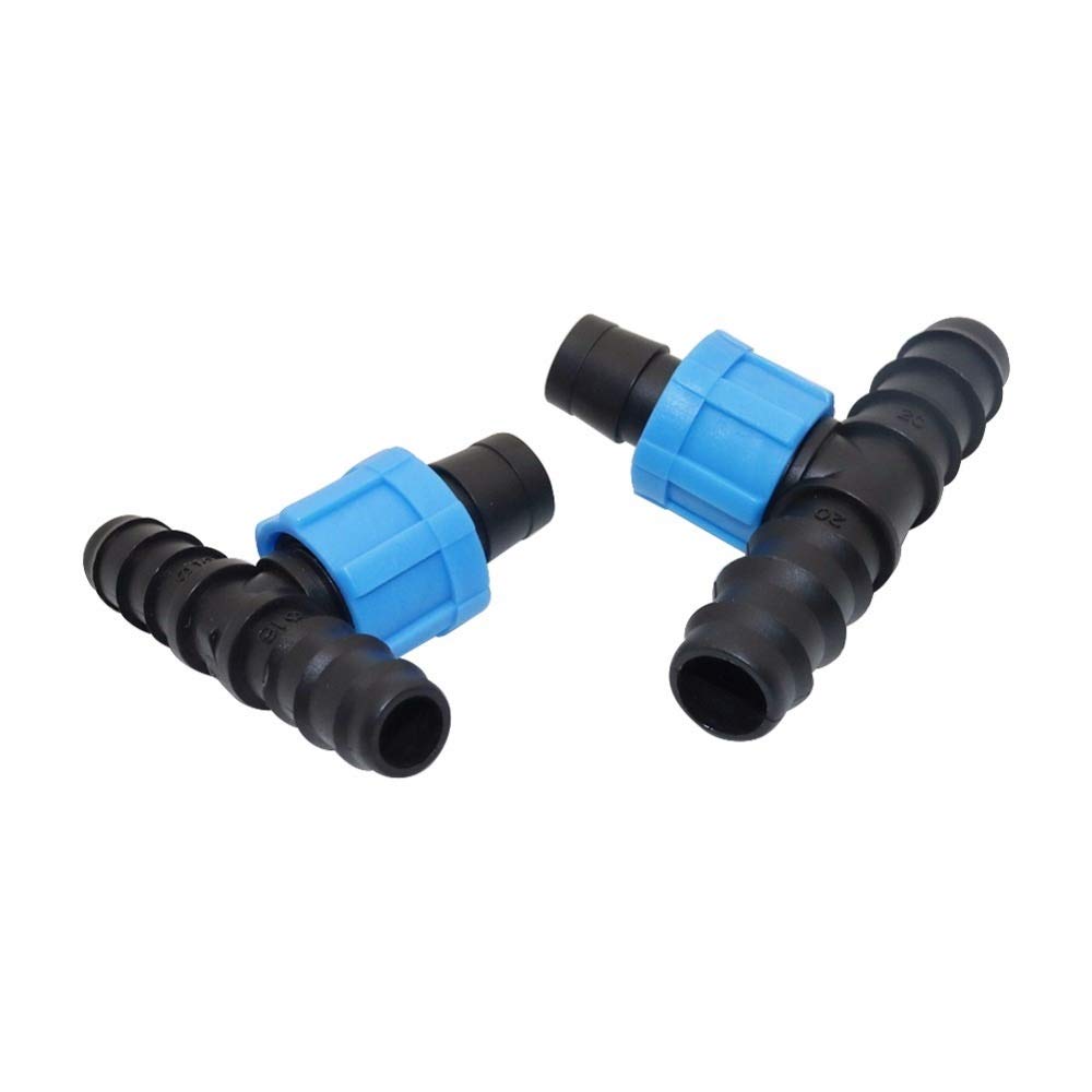 Schnellanschluss Gartenschlauch 16mm Drip Tape-T-Anschluss Tropfbewässerung Fittings Gewächshaus Gewindeverschluss Schlauchverbinder 50 Stk (Color : Black, Diameter : DN16 to 17mm)