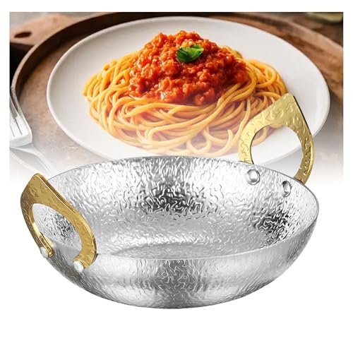 Paellera con asas dobles, utensilios de cocina de acero inoxidable, sartén portátil para estufa de inducción, ideal para cocinar mariscos en casa o al aire libre