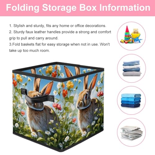 Panier de rangement pliable pour optimiser armoire et salon motif lapin