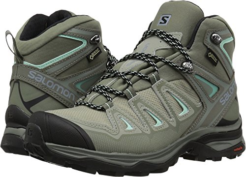 Salomon X Ultra 3 MID GTX Women's Hiking Shoes, Shadow/Castor Gray/Beach Glass, 8