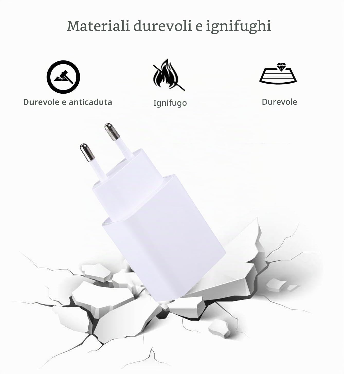 ZLONXUN Caricabatterie 12W Cavo compatibile iPad Air 3/2/1, mini 5/4/3/2, iPad 5/6/7, Pro 9.7/10.5/12.9, iPhone 7/8/6s/XS/XR