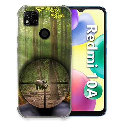 Carcasa para Xiaomi Redmi 10A caza jabalí visor protector de teléfono para monte y campo