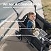 Kinder King Folding Wagon Stroller for 2 Kids, All-Terrain Baby Stroller Wagon Outdoor, Removable Canopy 2 Seater, Adjustable Handle, Shock-Absorbing Wheel, Detachable Tray, Parent Organizer, Black