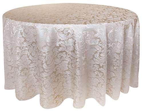 Tektrum Heavy Duty 90 inch Round Damask Jacquard Tablecloth Table Cover - Waterproof/Spill Proof/Stain Resistant/Wrinkle Free - Great for Banquet, Parties, Dinner, Restaurant, Wedding (Beige) by Tektrum - Used condition - US$23.94