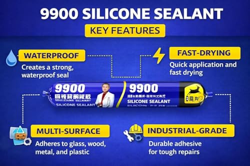 Image of Waterproof Silicone Sealant - Leakage Quick Repair Adhesive for Roof, Glass, Metal, Wood & Plastic | Weather-Resistant Neutral Cure Gap Filler for Water Tank & Outdoor Use (Multicolor)